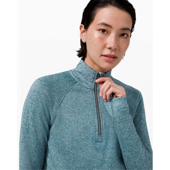 Lululemon Engineered Warmth Half Zip Submarine/White Size 2 - Picture 4 of 11